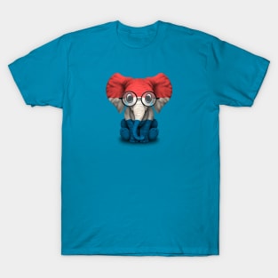 Baby Elephant with Glasses and Dutch Flag T-Shirt